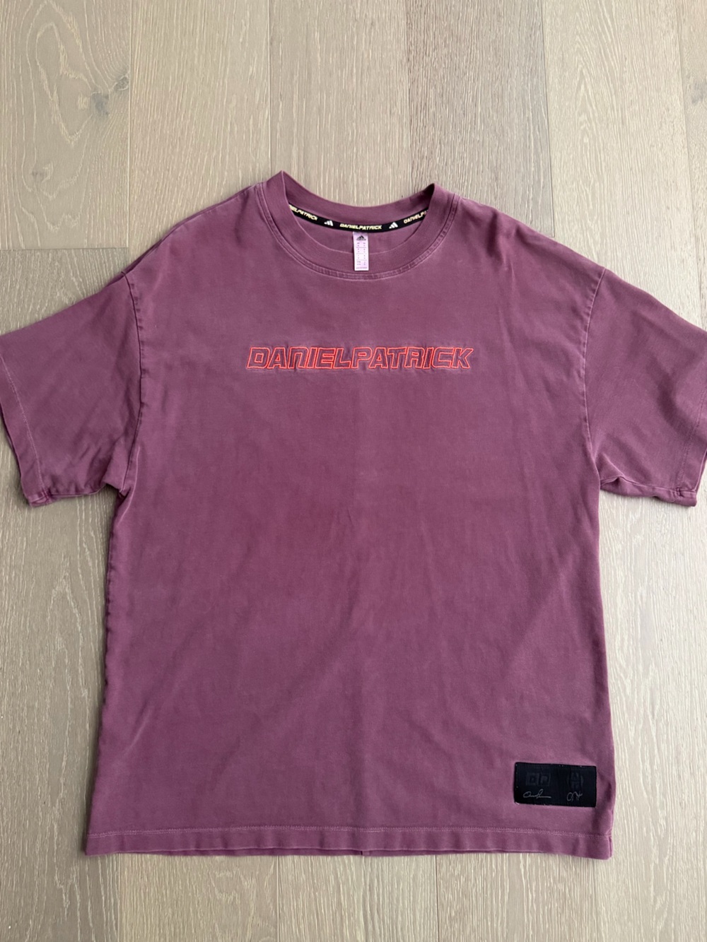 Daniel Patrick Men's Short Sleeve Tee in Plum with Red Logo